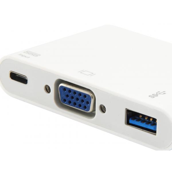 Equip 133462 usb type c to vga female usb a female pd adapter, 1080p, 15cm, white