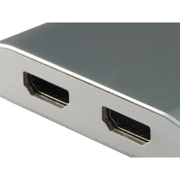 Equip 133464 usb type c to 2x hdmi female adapter, 2160p@30 hz, usb3.1 gen1, grey