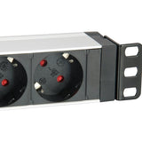 Equip 333309 7-outlet german power distribution unit w surge protection+switch, type f, 1.5 mm²