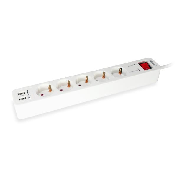 Equip 245554, 5-outlet power strip with 2x usb, 5x ac outlet(s) indoor, type f, 1.5 mm², 1.8 m
