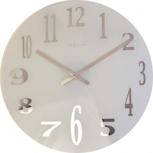 Nextime klok 2472 mirror glass, ø43 cm, wall, white