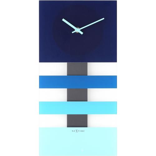 Nextime klok 2855bl bold stripes, 38x19 cm, wall, blue