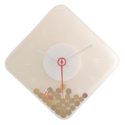 Nextime klok 3006 coins, 35x35 cm, wall, transparent