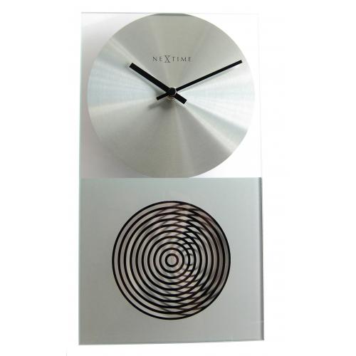 Nextime klok 3028 op clock, 16x30.2 cm, wall, glass, silver