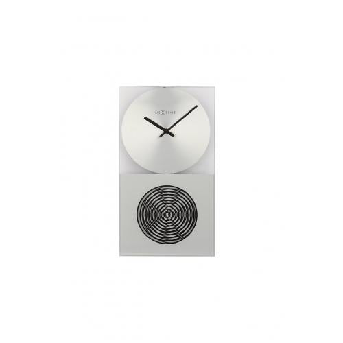 Nextime klok 3028 op clock, 16x30.2 cm, wall, glass, silver