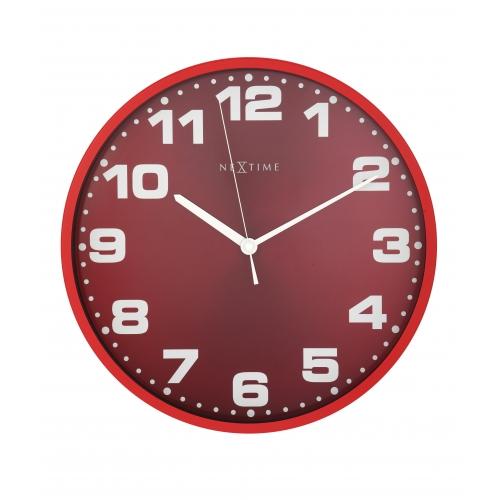 Nextime klok 3053ro dash red, ø35 cm, wall, red silver