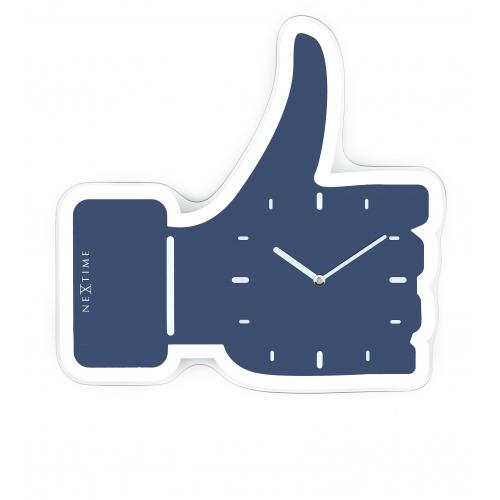 Nextime klok 3072bl thumbs up, 40.5x41.5 cm, wall, blue silver