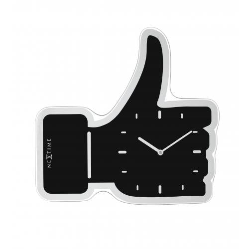 Nextime klok 3072zw thumbs up, 40.5x41.cm, wall, black silver