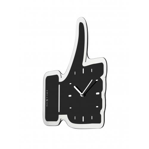 Nextime klok 3072zw thumbs up, 40.5x41.cm, wall, black silver
