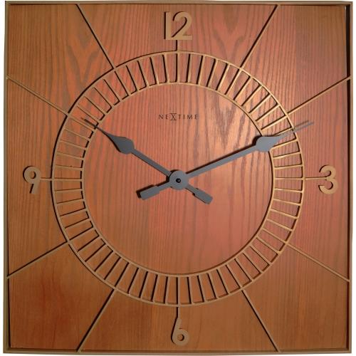 Nextime klok 3112br wood square, 50x50 cm, wall, brown