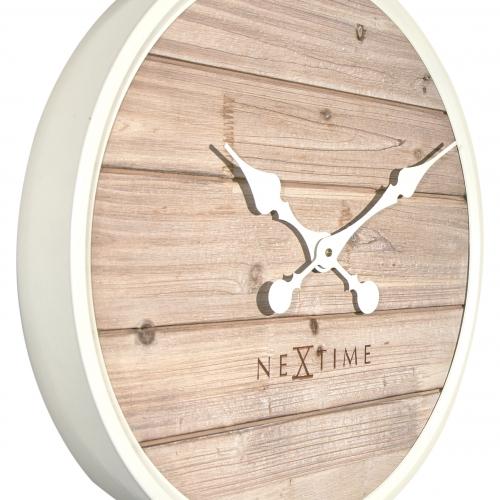 Nextime klok 3134wi plank, ø50 cm, wall, white