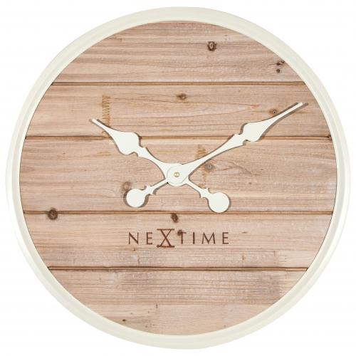 Nextime klok 3134wi plank, ø50 cm, wall, white