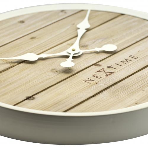 Nextime klok 3134wi plank, ø50 cm, wall, white