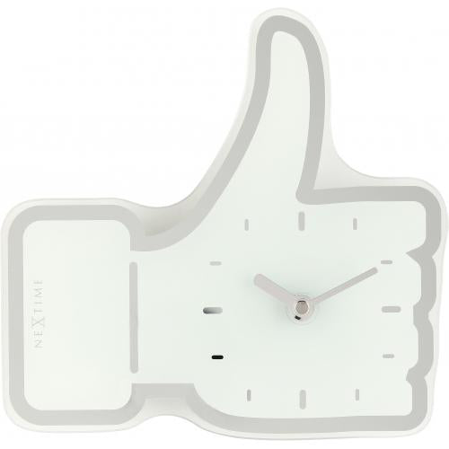 Nextime klok 5185wi mini thumbs up, 20.5x21 cm, wall, white silver