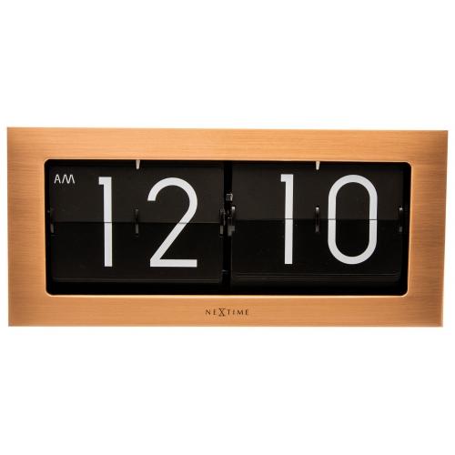 Nextime klok 5198co big flip, 16,7x36 cm, flip-over, copper black