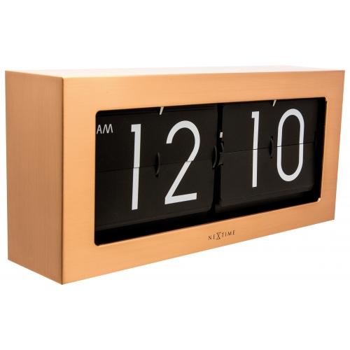Nextime klok 5198co big flip, 16,7x36 cm, flip-over, copper black