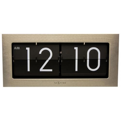 Nextime klok 5198zi big flip, 16,7x36 cm, flip-over, silver