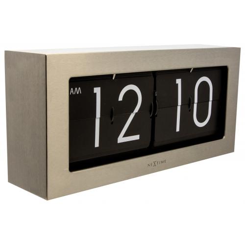 Nextime klok 5198zi big flip, 16,7x36 cm, flip-over, silver