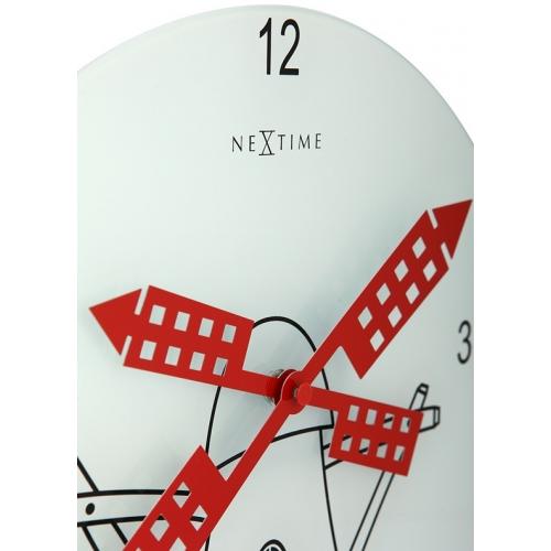 Nextime klok 8807 windmil, ø30 cm, wall, white black red