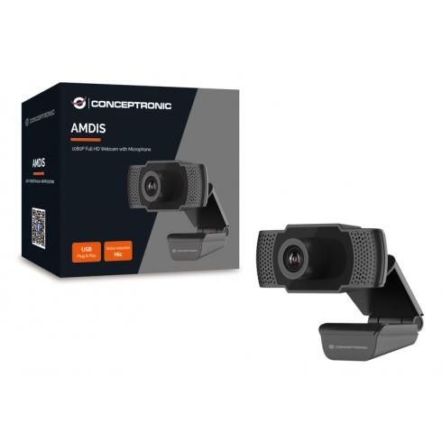 Conceptronic amdis01b full hd webcam with microphone, usb, 2 mp, 1920 x 1080p 30 fps, h.264, 90°