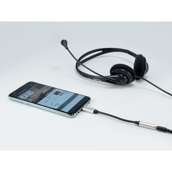 Equip 133474 usb-c to 3.5mm audio dac adapter, usb-c, 3.5 mm, male female, 0.15 m, black, silver