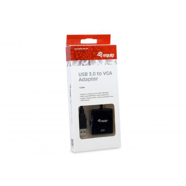 Equip 133384 usb 3.0 to vga adapter, 1080p, usb 3.2 gen 1, usb type-a, vga (d-sub) output