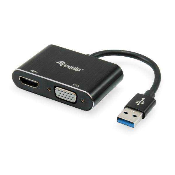 Equip 133386 usb to hdmi vga adapter, usb 3.2 gen 1 type-a, hdmi output, 1920 x 1080 pixels