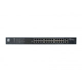 Levelone gep-2821 28-port gigabit poe switch, 24x poe outputs, 2x gigabit rj45, 2x gigabit sfp, 1u