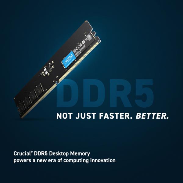 Crucial ct8g48c40u5 dimm memory, 8 gb, ddr5, 4800 mhz, cl40, 1.1v