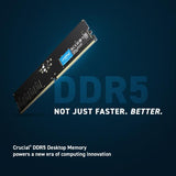 Crucial ct8g48c40u5 dimm memory, 8 gb, ddr5, 4800 mhz, cl40, 1.1v