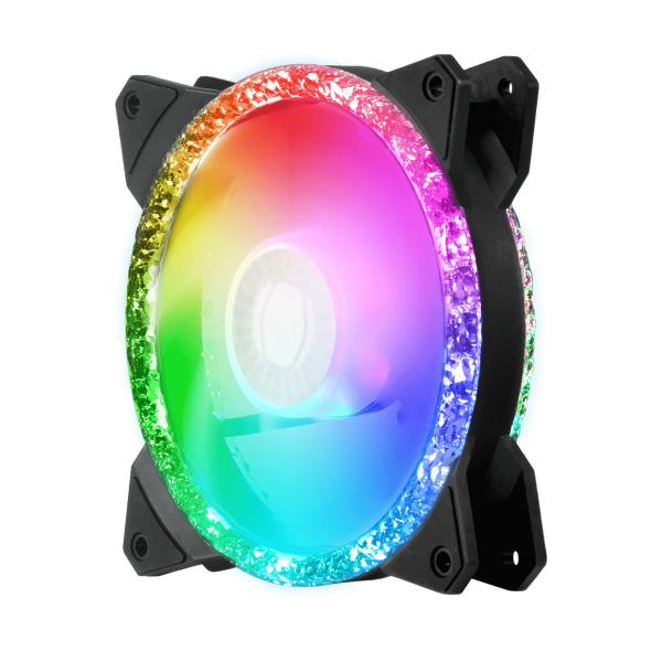 Cooler master mfy-b2dn-20npa-r1 mf120 prismatic, 3-pin argb, 120mm, 650-2000 rpm, 8 - 27 dba