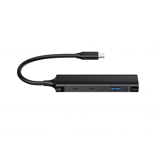 Conceptronic hubbies12b hubbies 4-port usb 3.0 hub, 2 usb-c 2 usb-a ports, aluminum case, usb-c