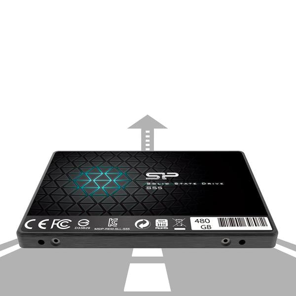 Silicon power sp480gbss3s55s25 slim s55 ssd, 480 gb, 2.5 , sata3, 6 gbit s, slc, 560 500 mb s, blue