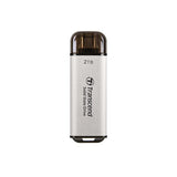Transcend ts2tesd300s esd300s external ssd, 2 tb, usb type-c, 10gbps, 1050 950 mb s, silver