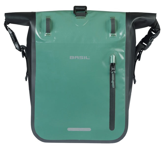 Basil enkele fietstas rivo m tarpaulin mik 12-15l 14 x 25 x 38 cm - groen zwart