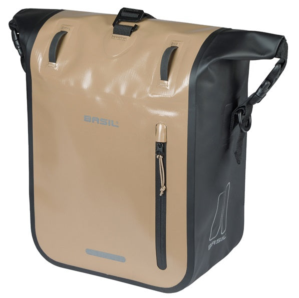 Basil enkele fietstas rivo m tarpaulin mik 12-15l 14 x 25 x 38 cm - zand zwart
