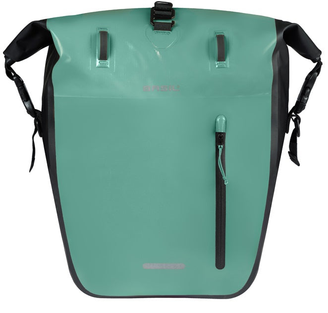 Basil enkele fietstas rivo l tarppaulin mik 25-31l 14 x 28 x 43 cm - groen zwart