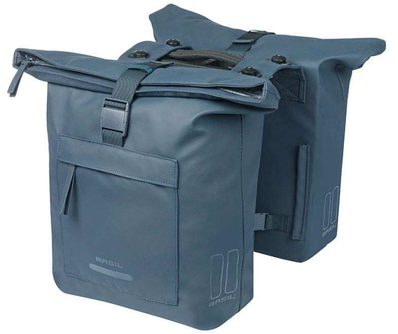 Basil dubbele fietstas brooklyn mik 41l 14 x 30 x 37 cm - blauw