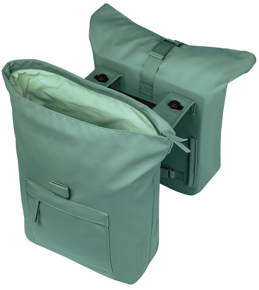 Basil dubbele fietstas brooklyn mik 41l 14 x 30 x 37 cm - groen