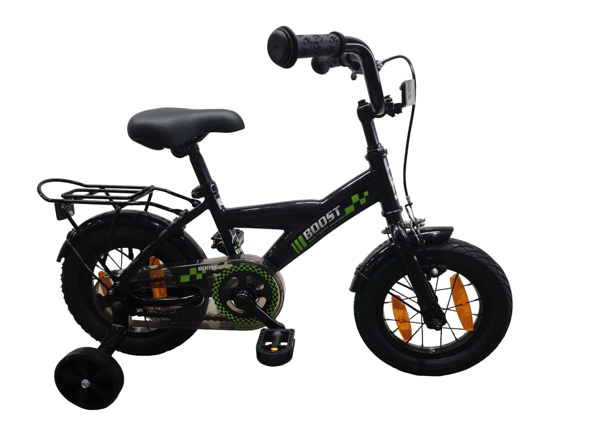 Bikefun kinderfiets boost 12 inch - met zijwieltjes en remnaaf - zwart