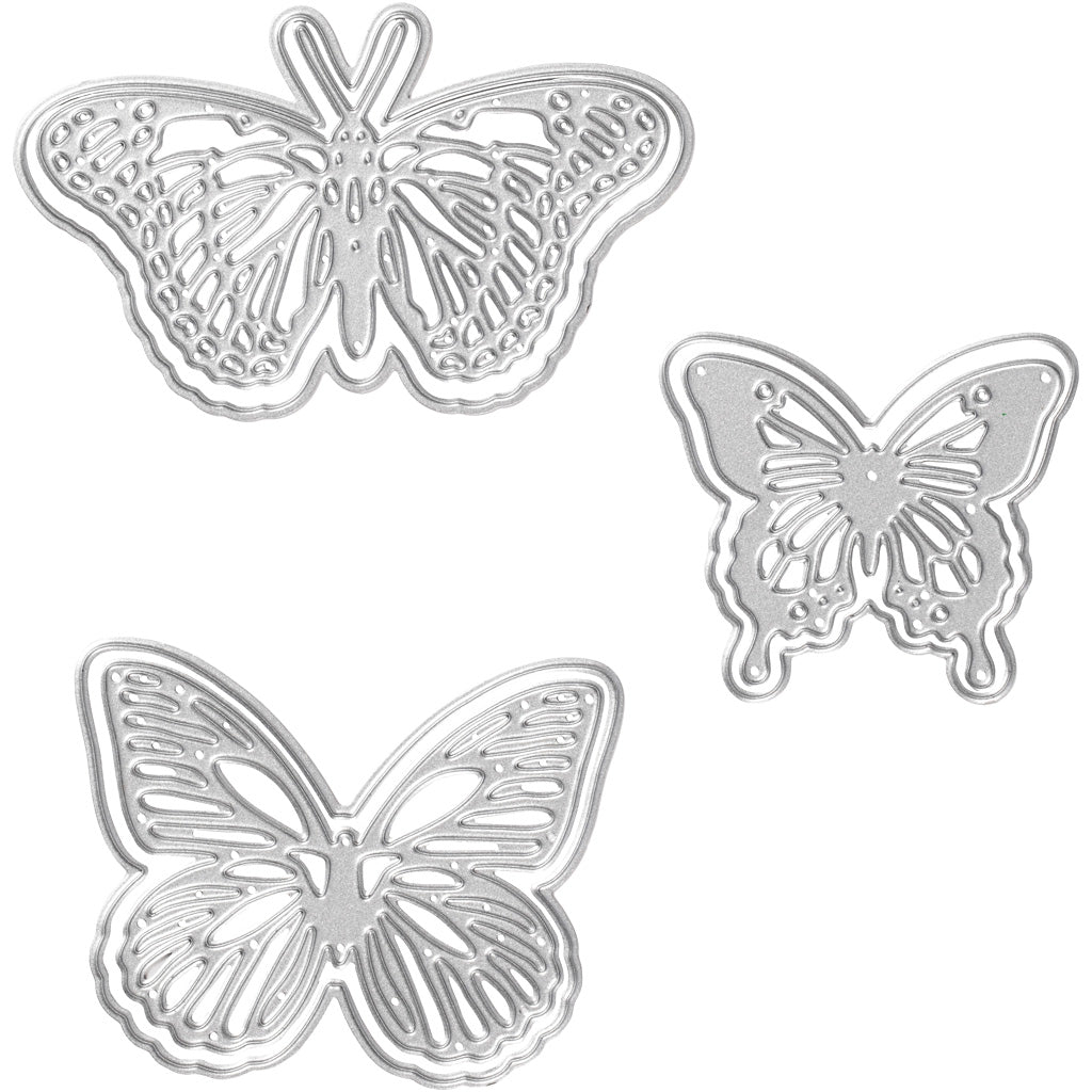 Creativ company stans- en embossing mallen, vlinders, afm 5x4,5+6,5x5+8x4,5 cm, 1 stuk