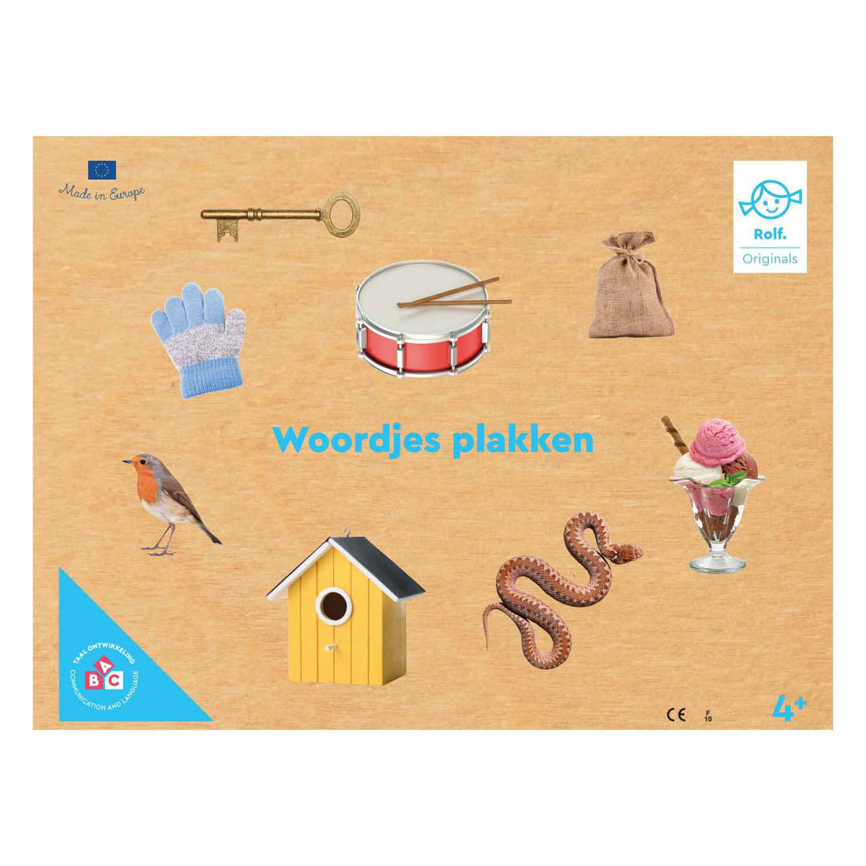 Rolf originals - woorden plakken taalspel in houten box