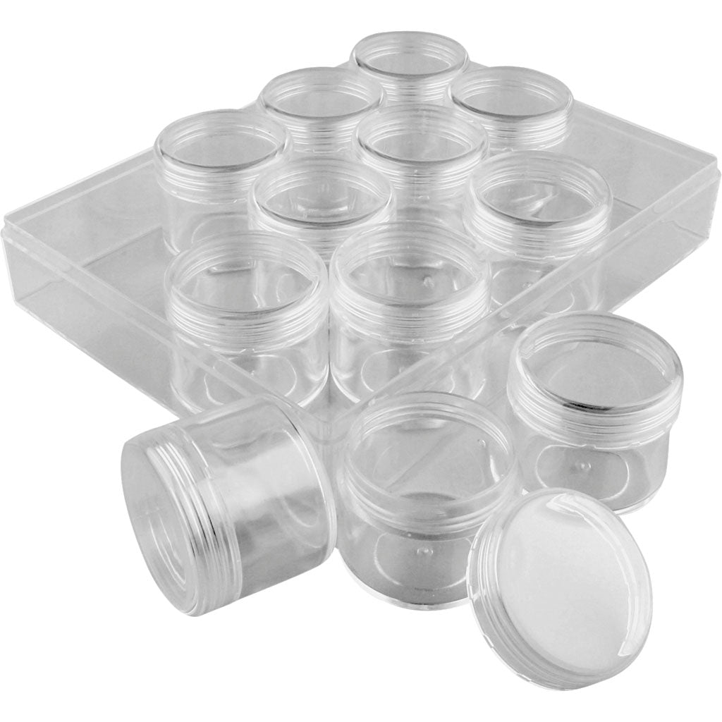 Creativ company opslagdoos met potjes, h: 30 mm, d 35 mm, 20 ml, 12 stuk 1 set