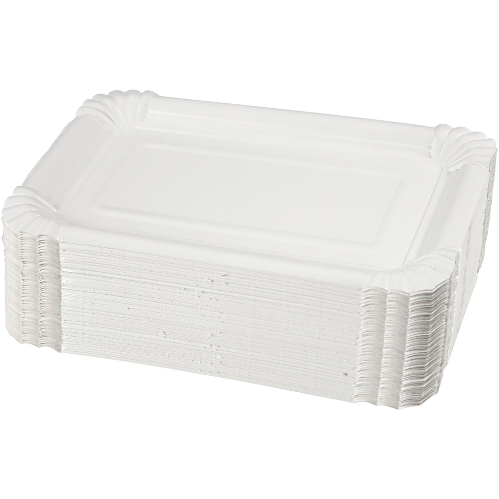 Platte langwerpige borden, afm 20x13 cm, 250 stuk 1 doos