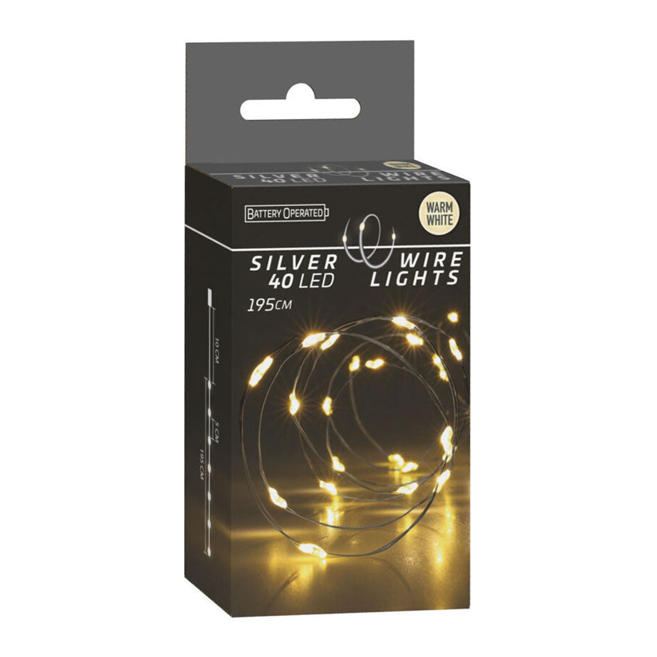Zilverdraad 40led warm white, 195cm