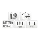 Led lichtsnoer zilverdraad, 195cm - gekleurd