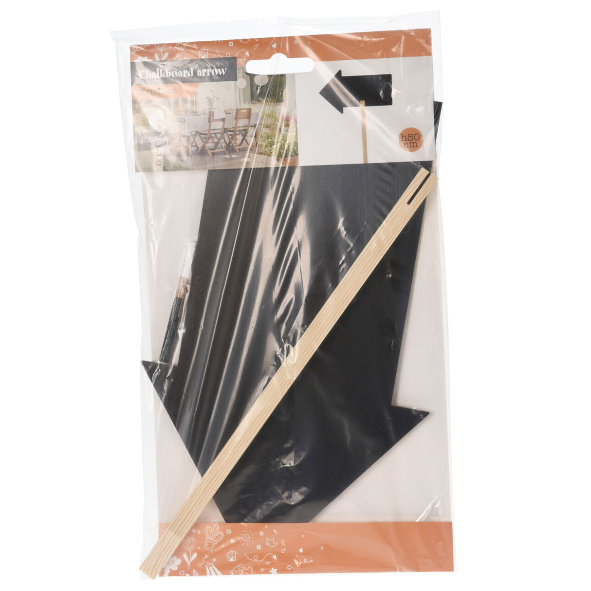 Krijtbord pijl op stok, 50cm