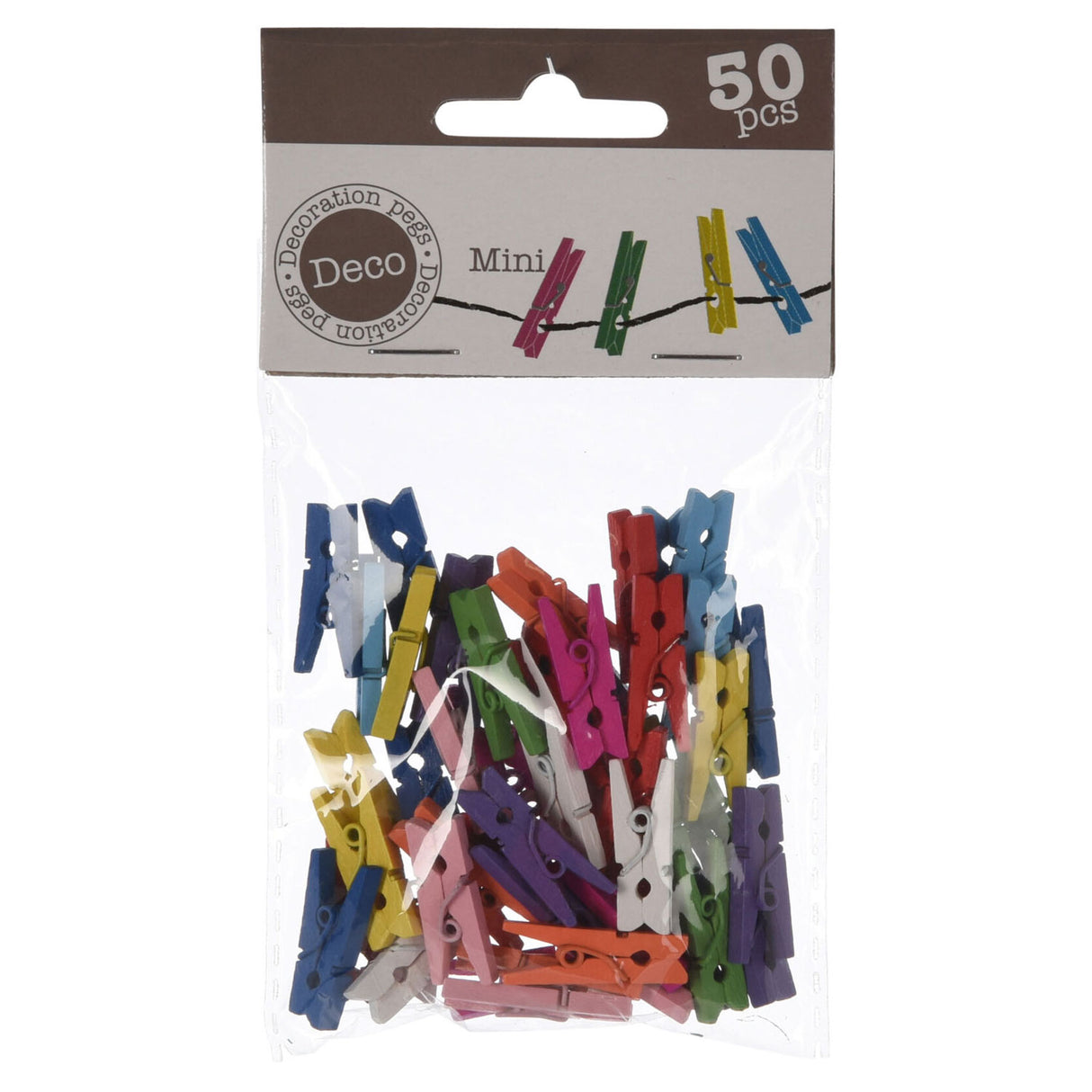 Mini wasknijpers hout, 50st.