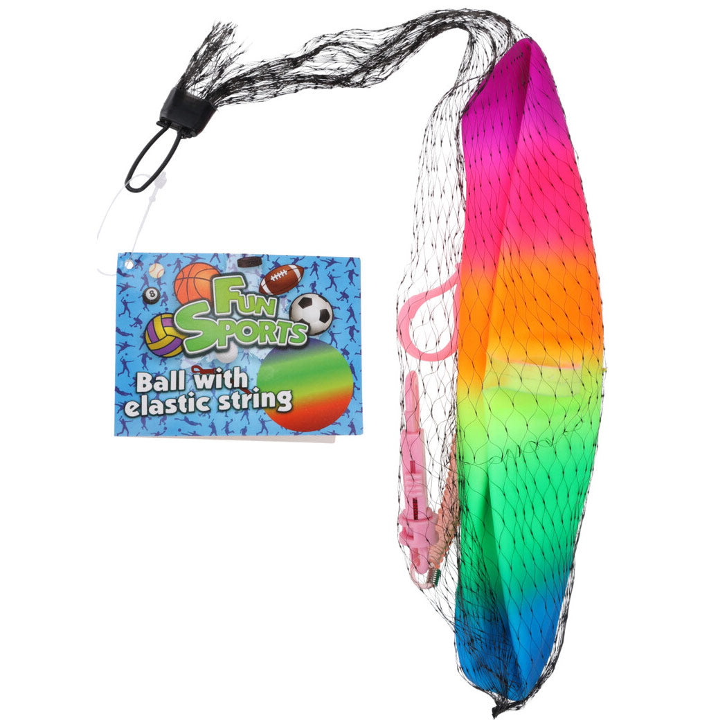 Regenboog bungeebal aan koord