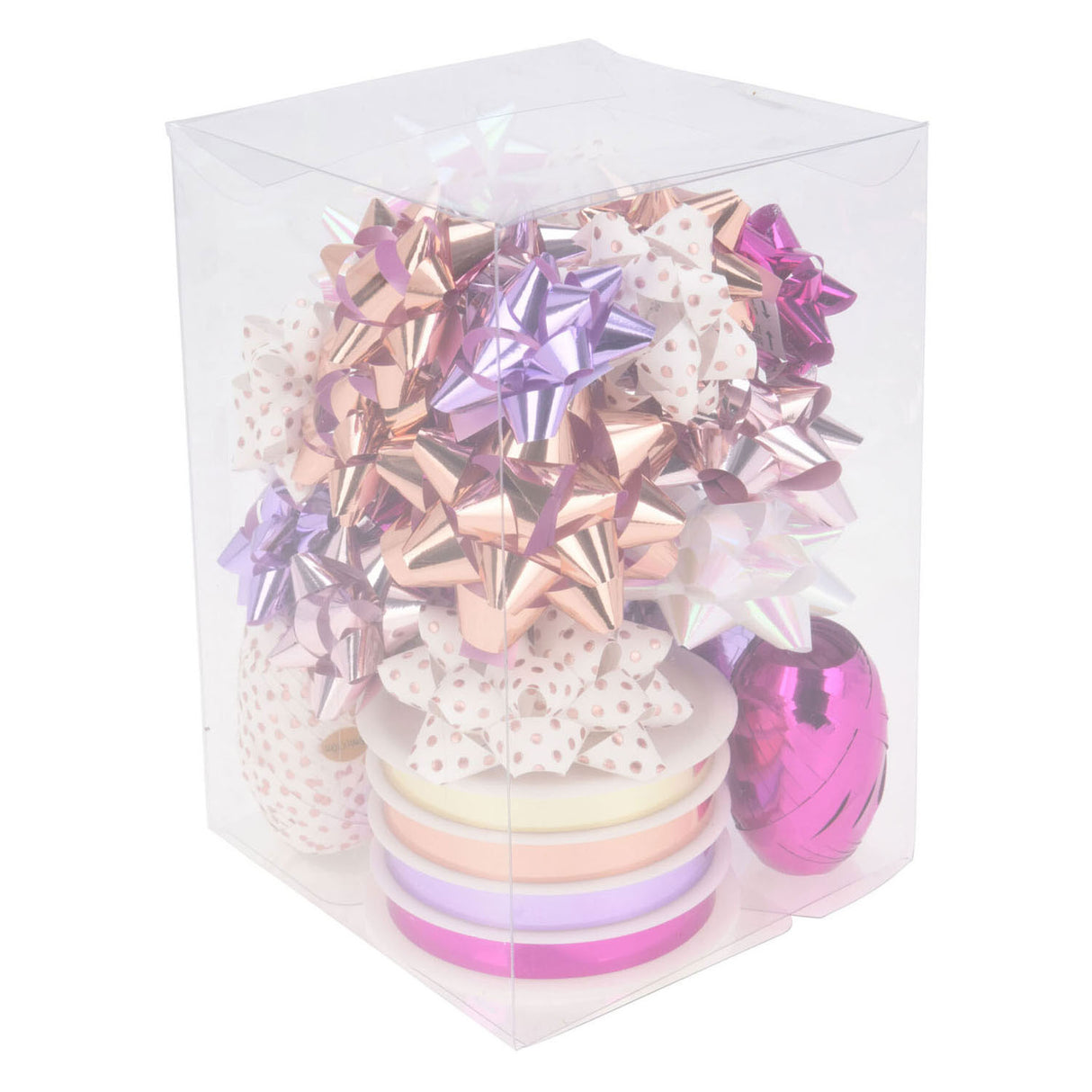 Verpakkingsdecoratie strik en lint wit roze, set van 30